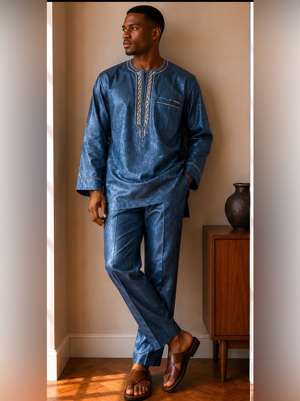 African Nigerian Custom Handmade Embroidered Authentic Shirt
